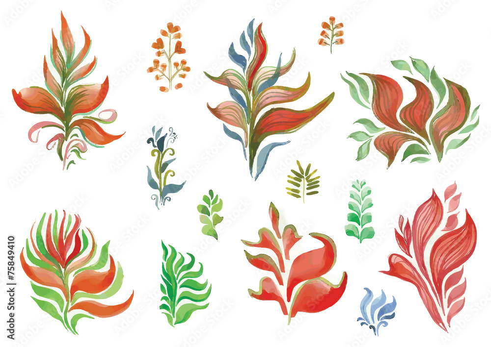 Obraz premium watercolor flowers in different styles