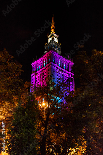 Warsaw Palace of Culture and Science at nighttime #75849677