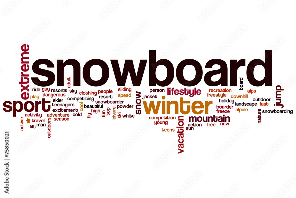 Obraz premium Snowboard word cloud