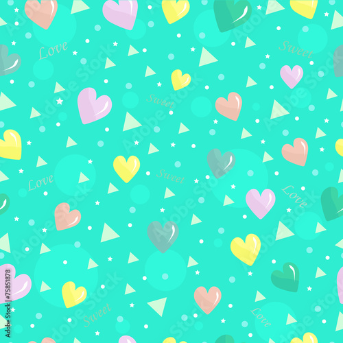 cute bright seamless background with hearts © juliajull