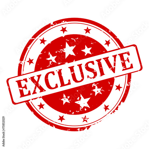 Red round stamp with the word exclusive - vector svg