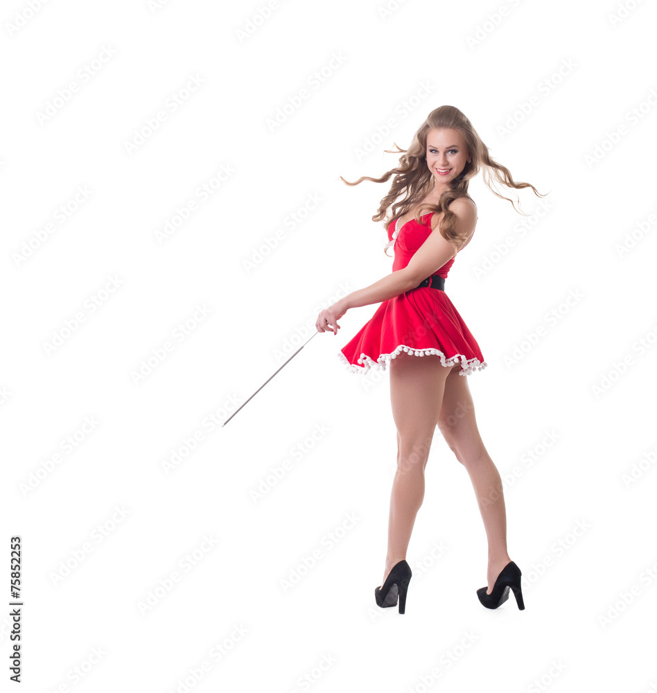Lovely female Santa posing with electrode Lovely female Santa posing with electrode