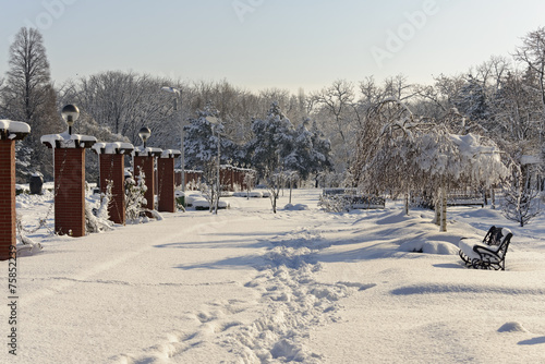 Snowy path in Herastrau Park Bucharest © MCM