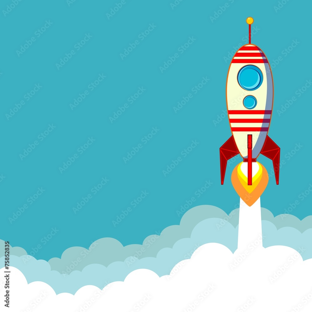 Flying Rocket with space for text