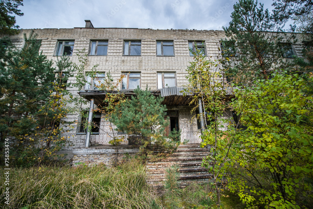 Building in Chernobyl-2 military base, Chernobyl Zone, Ukraine