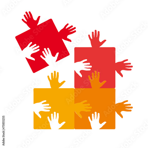 Vector sign puzzle hand