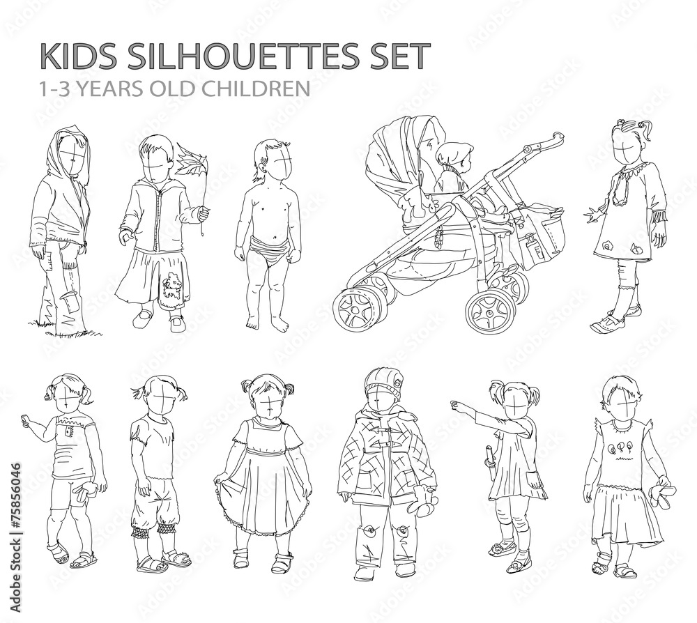Kids sketch silhouettes