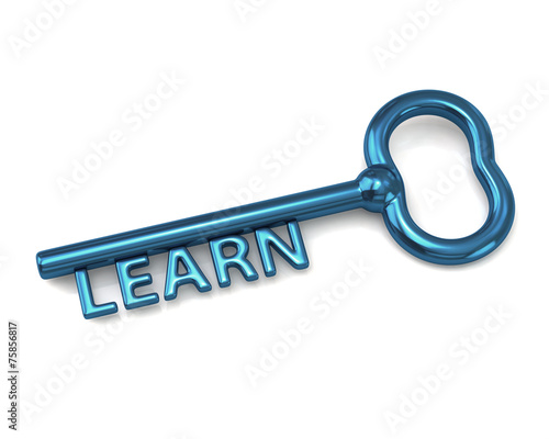 Blue key with word learn