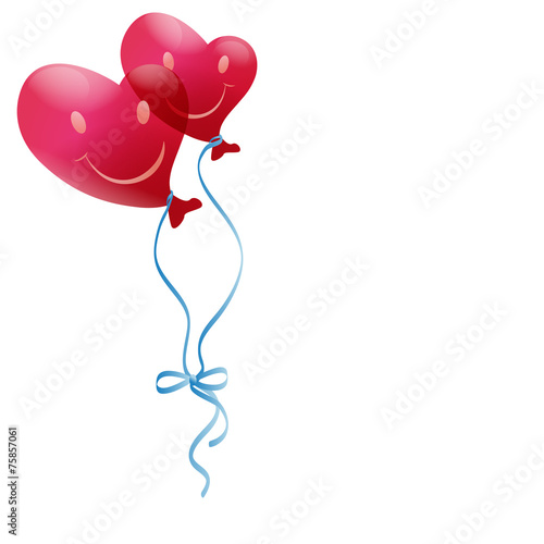 Zwei Luftballon mit Schleife - rot - Herzform