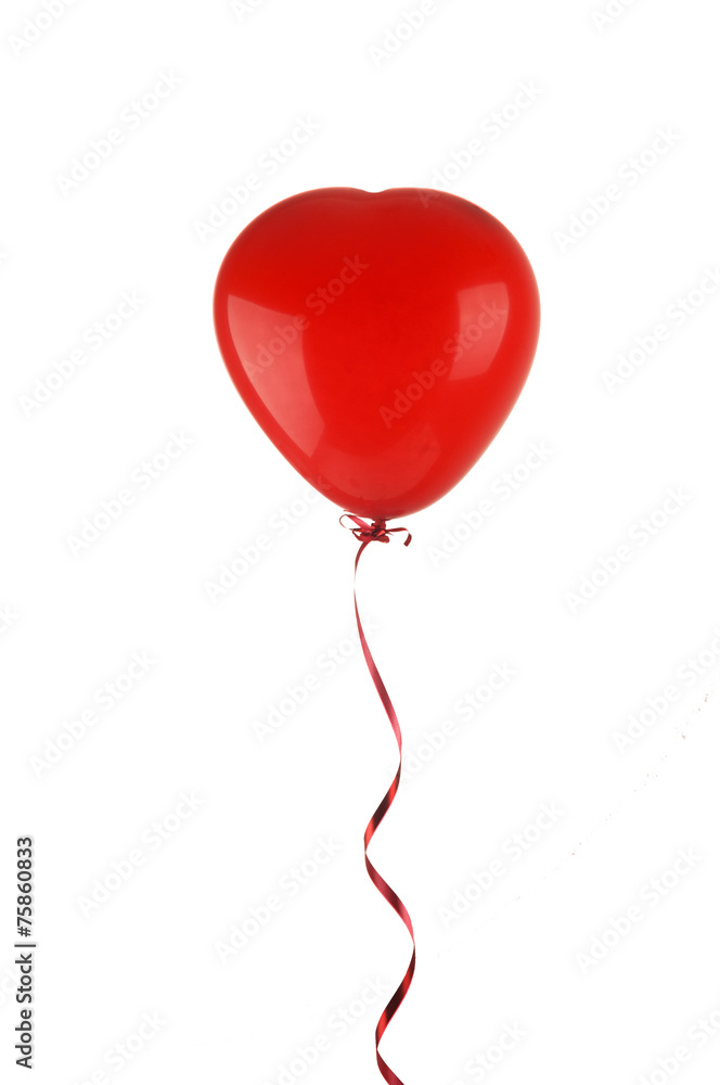 Red balloon in the shape of heart isolated on white Red balloon in the shape of heart isolated on white