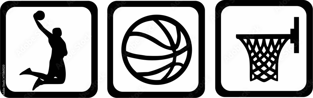 Fototapeta premium Basketball Icons Player Ball Basket