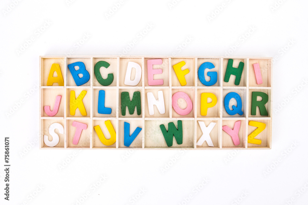 color painted wooden english alphabet set in wooden box color painted wooden english alphabet set in wooden box