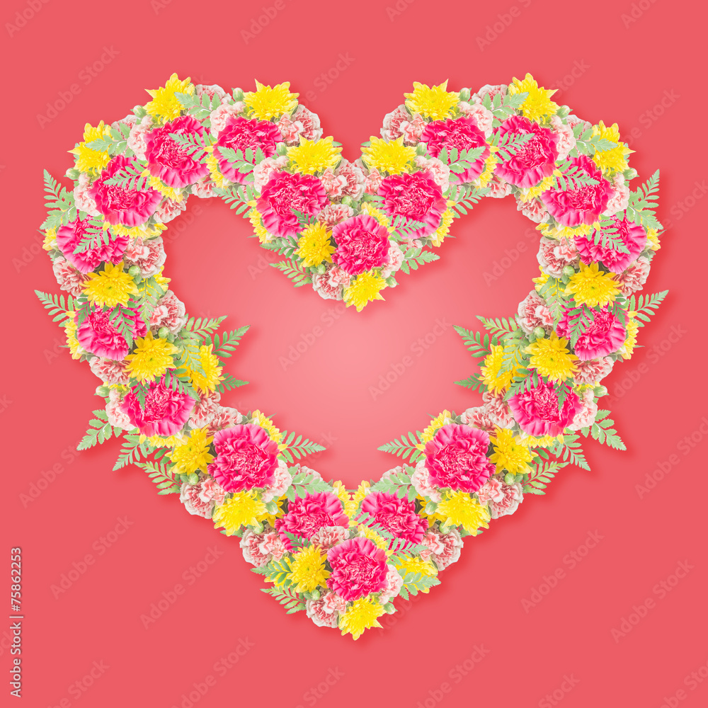 Carnation flower bouquet with heart shape Carnation flower bouquet with heart shape