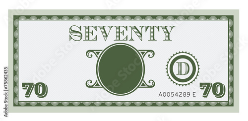 Seventy money bill image. With space to add text