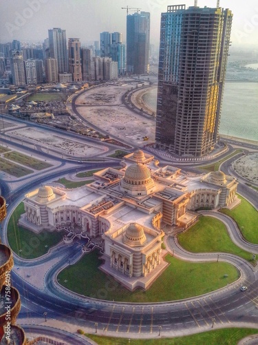 top view to Sharjah skyscrapers