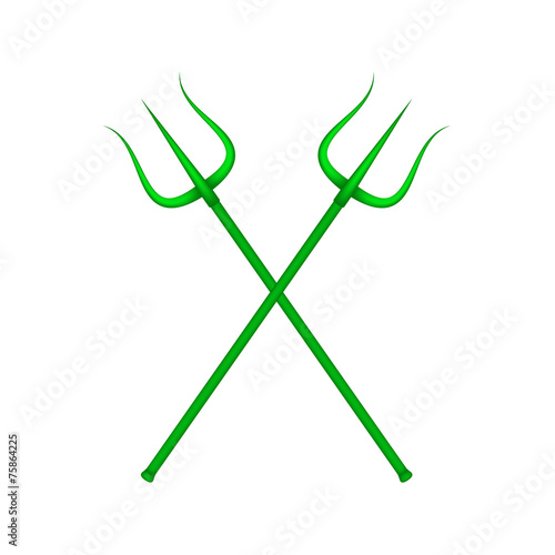 Two crossed tridents in green design