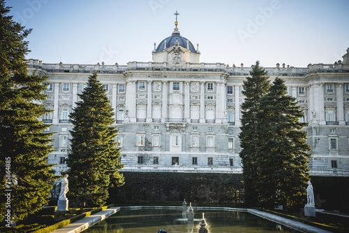 Sabatini Gardens in the Royal Palace in Madrid, classical archit