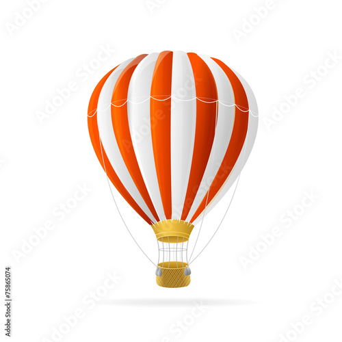 Vector white and red hot air ballon isolated