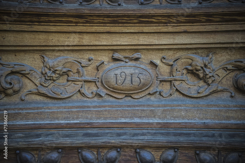 old wooden door with carvings