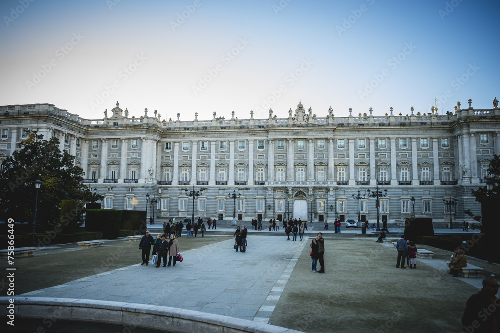 Naklejka premium oldest street in the capital of Spain, the city of Madrid, its a