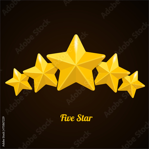 Vector rating with five stars concept on black