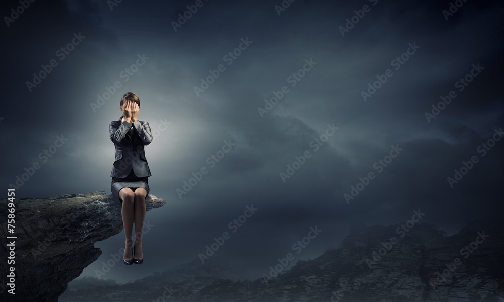 Fototapeta premium Scared businesswoman
