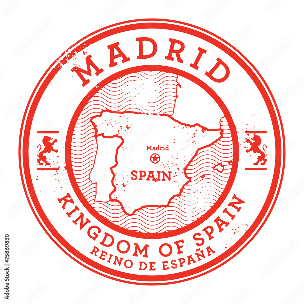 Fototapeta premium Grunge rubber stamp with words Madrid, Spain