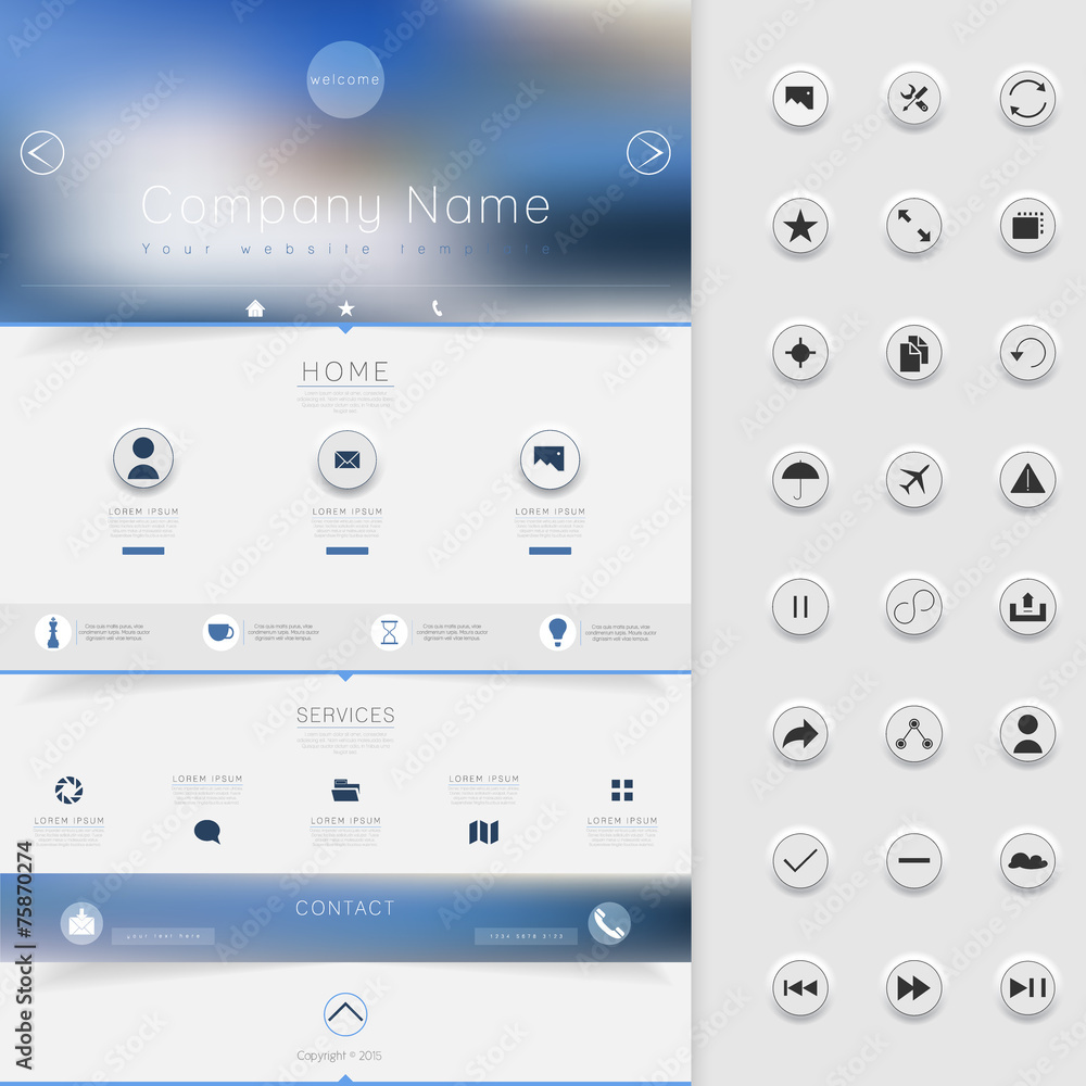 One page website design template. All in one set for website des One page website design template. All in one set for website des