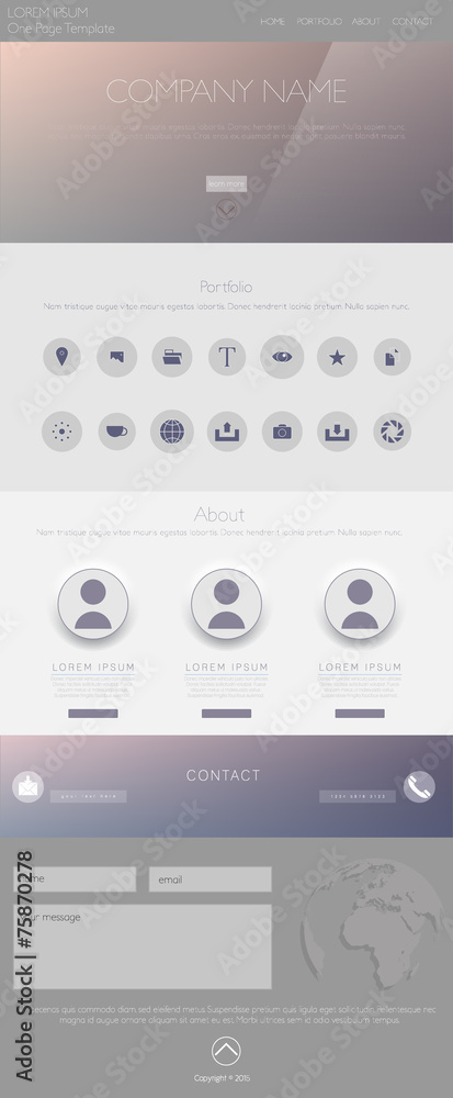 One page website design template. All in one set for website des One page website design template. All in one set for website des