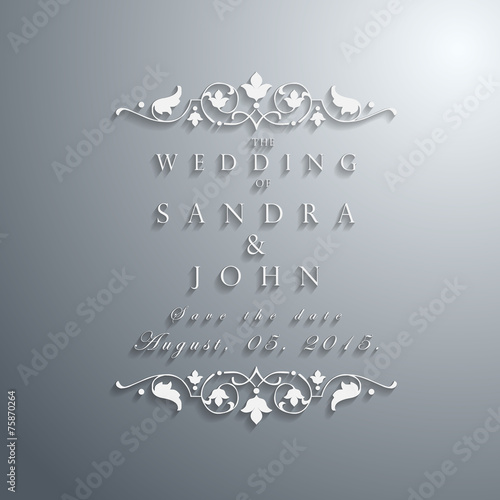 Wedding card or invitation with abstract floral background. Gree