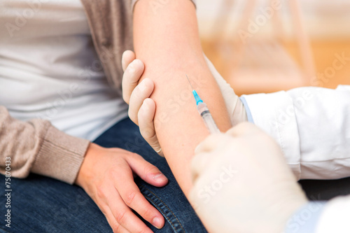 Close up view of a arm vaccination