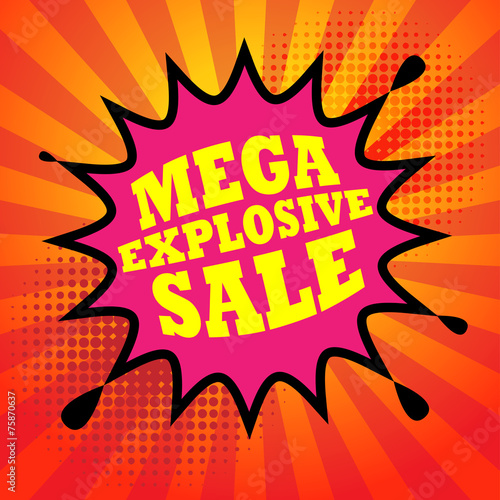 Comic book explosion with text Mega Explosive Sale
