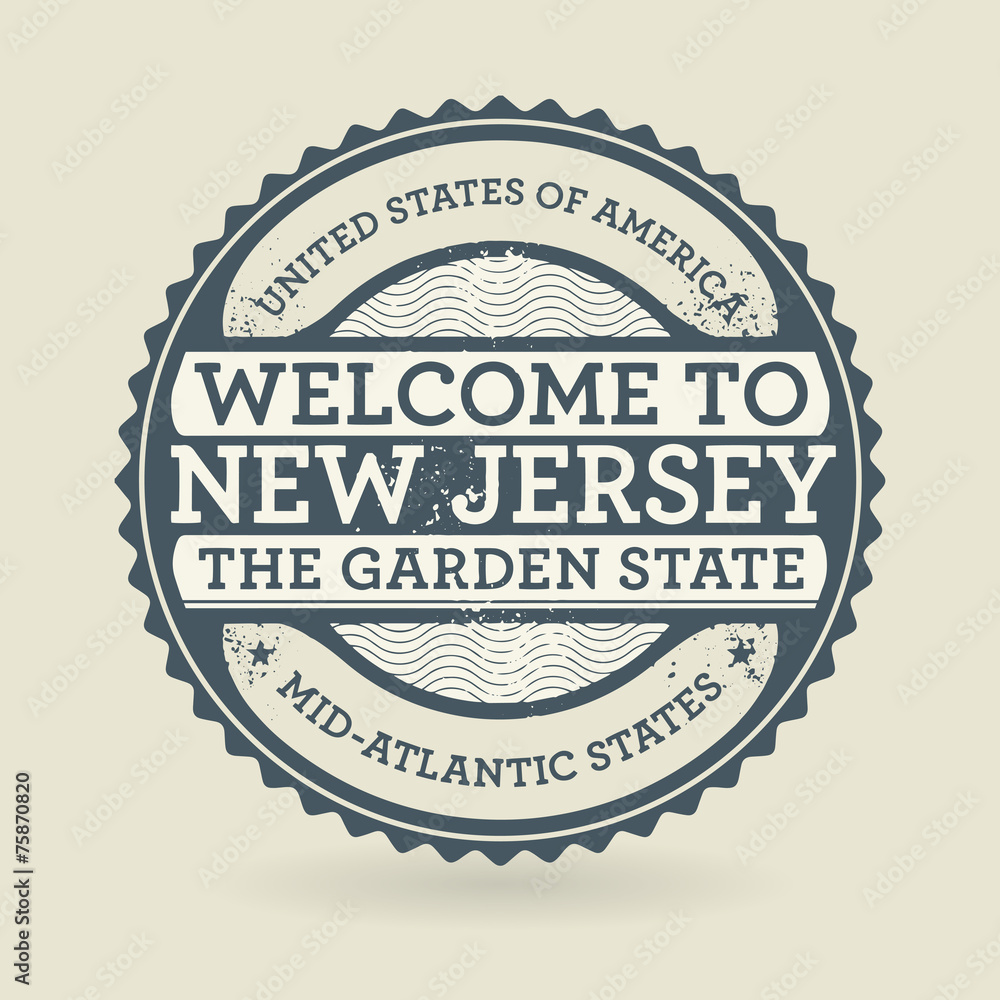 Grunge rubber stamp with text Welcome to New Jersey, USA