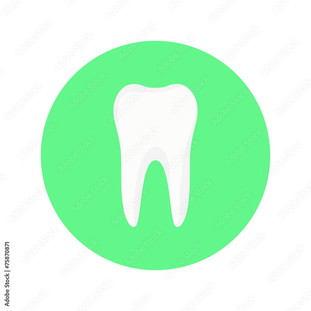 Icon tooth on a green background round Icon tooth on a green background round