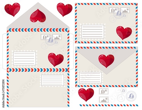 Envelope with heart, vector illustration
