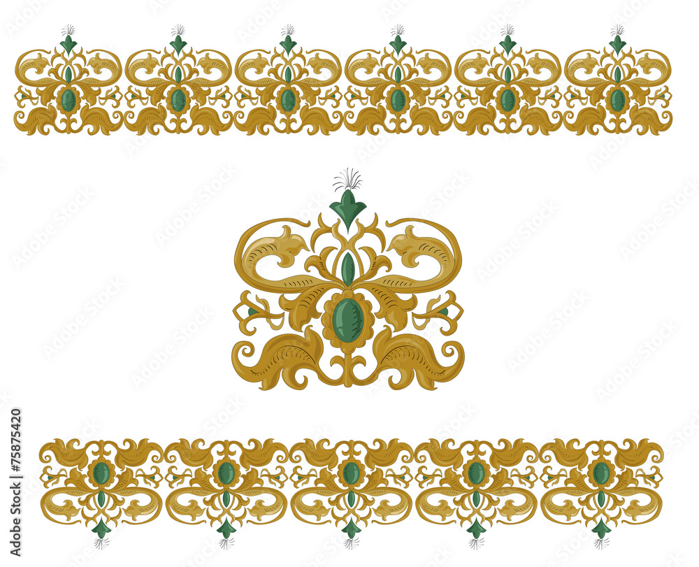 traditional medieval seamless elements on isolated white traditional medieval seamless elements on isolated white