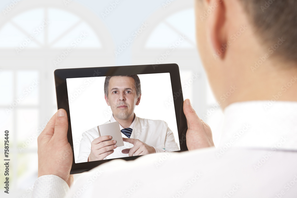 Fototapeta premium Video chat with doctor