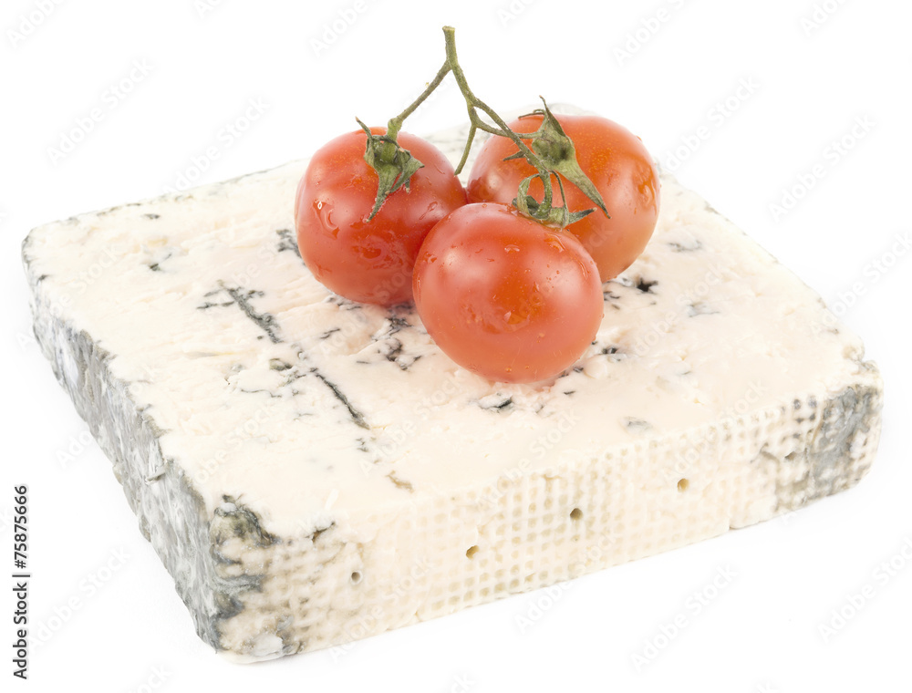 blue cheese with cherry tomatoes on the top blue cheese with cherry tomatoes on the top