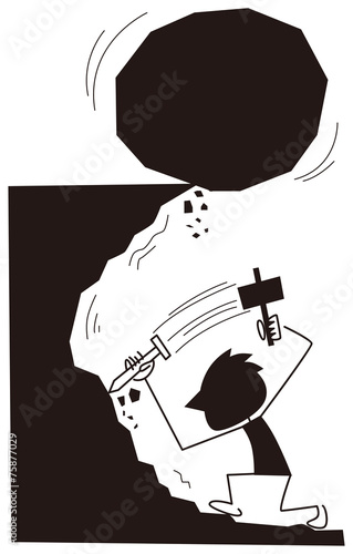 近くにある危険に気づかない男性