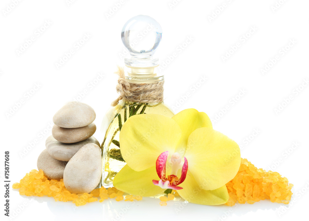 Spa treatments with orchid flower isolated on white Spa treatments with orchid flower isolated on white