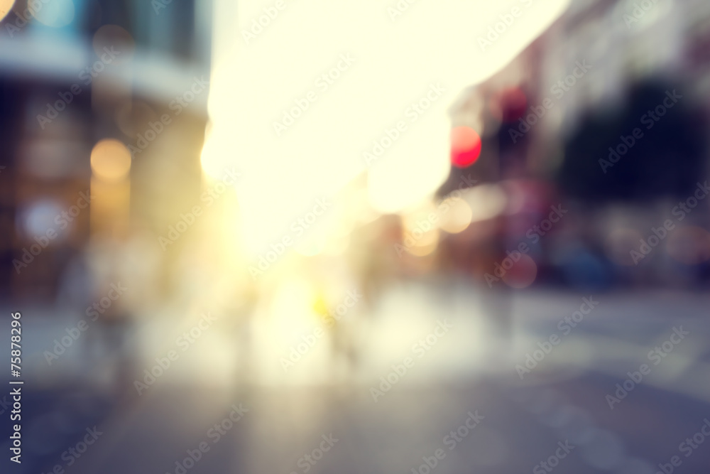 people in bokeh, street of London