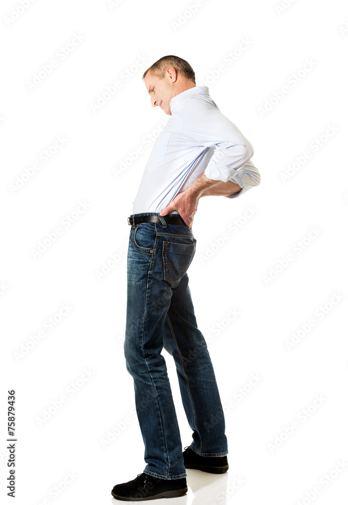 Mature man with back pain Mature man with back pain
