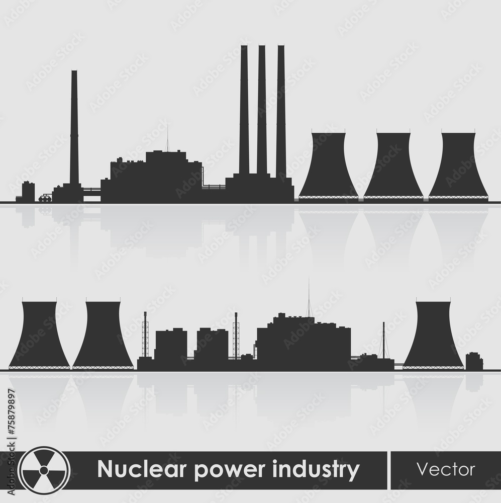 Nuclear power plants silhouette. Vector illustration.