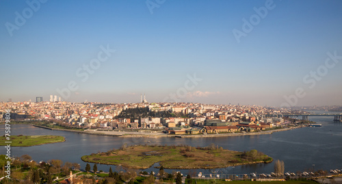 Istanbul from Eyüp cemetery and golden horn, Turkey