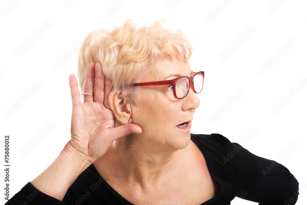 Old woman overhearing someone Old woman overhearing someone