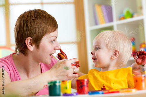 mother and child have fun w...