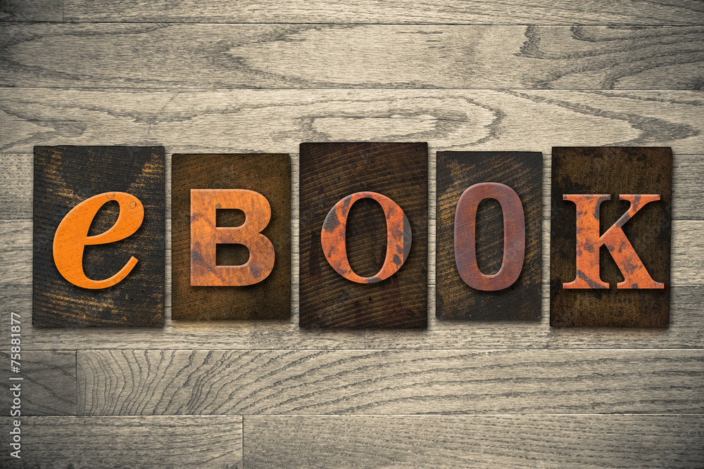 Naklejka premium eBook Concept Wooden Letterpress Type