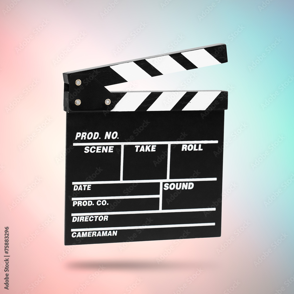 Film Clapboard on cinematic background