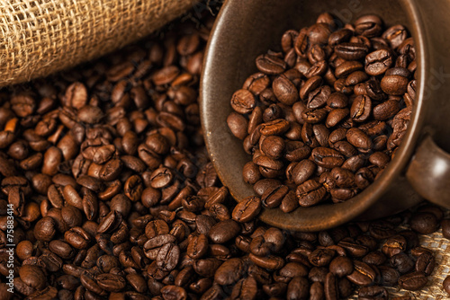 Coffee beans in a cup