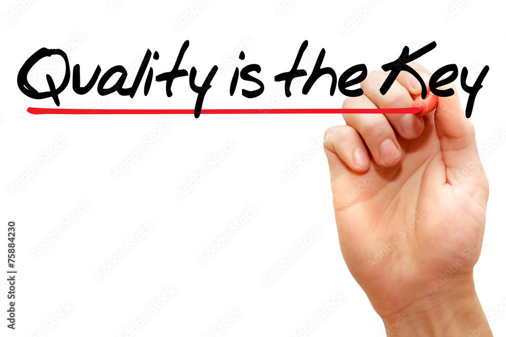 Hand writing Quality is the Key with marker, concept Hand writing Quality is the Key with marker, concept